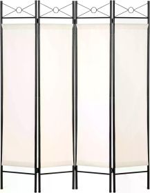 6ft 4-Panel Folding Privacy Screen Room Divider Multipurpose Decoration Accent W/Steel Frame, Lightweight Design - White (Color: White)