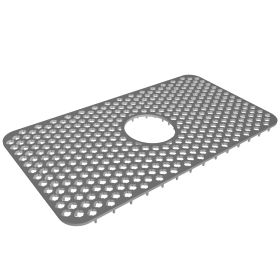 Silicone Grid Sink Mat with Central Drain Hole Non-Slip Kitchen Stainless Steel Sink Protector (Quantity: 1Pc, size: L)