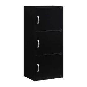 3-Shelf, 3-Door Multi-purpose Cabinet, Multiple Colors (Color: Black)