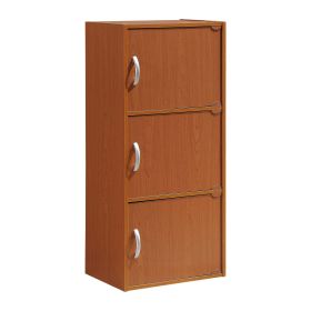 3-Shelf, 3-Door Multi-purpose Cabinet, Multiple Colors (Color: Cherry)